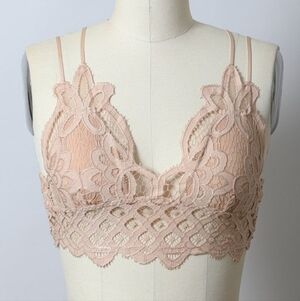 Crochet Lace Bralette-Nude